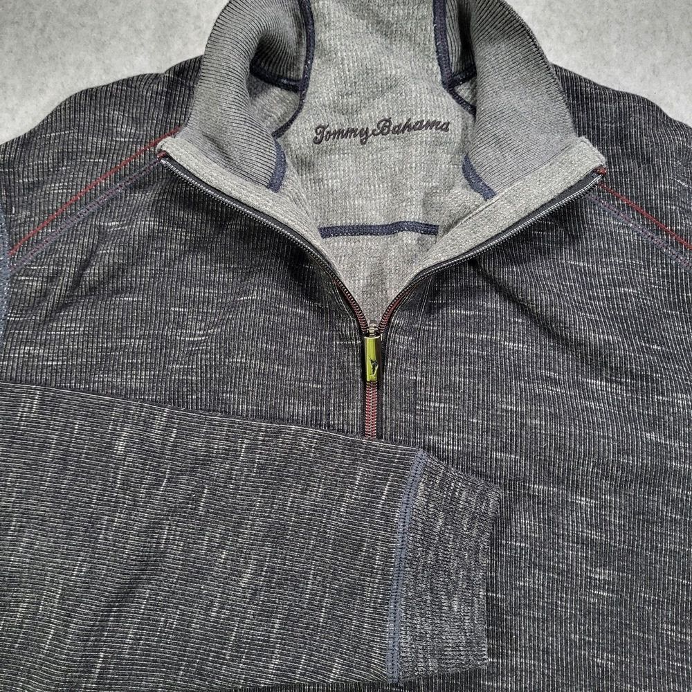 Tommy Bahama Flipsider Men's Large (no tag) Gray 1/4‎ Zip Reversible Sweater